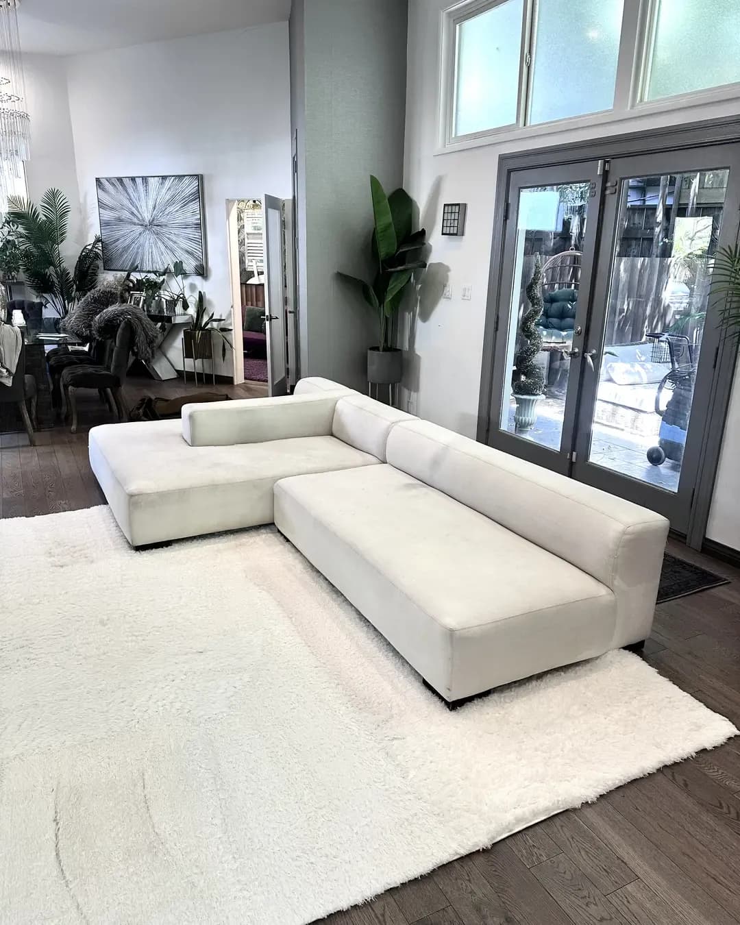 White couch cleaning on Sunset Blwd